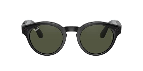 Ray-Ban Stories | Round Smart Glasses, Shiny Black/Green, 48 mm