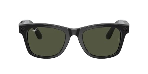 Ray-Ban Stories | Wayfarer Square Smart Glasses, Shiny Black/Green, 50