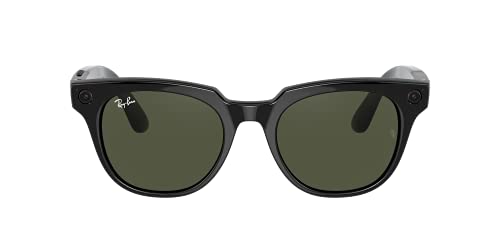 Ray-Ban Stories | Meteor Square Smart Glasses, Shiny Black/Green, 51