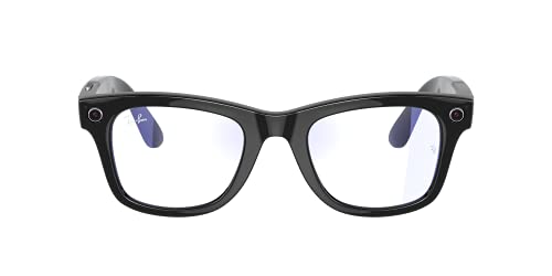 Ray-Ban Stories | Wayfarer Square Smart Glasses, Shiny Black/Clear Blue
