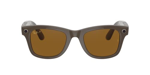 Ray-Ban Stories | Wayfarer Square Smart Glasses, Brown/Polarized Dark Brown,