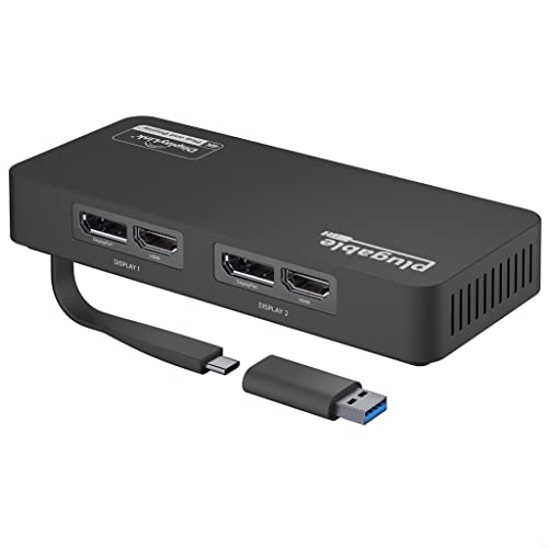 Plugable 4K DisplayPort and HDMI Dual Monitor Adapter for USB