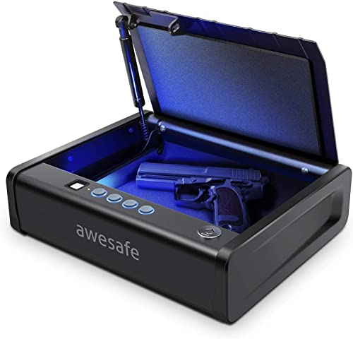 awesafe Gun Safe, Biometric Gun Safe for Pistols, Three Ways