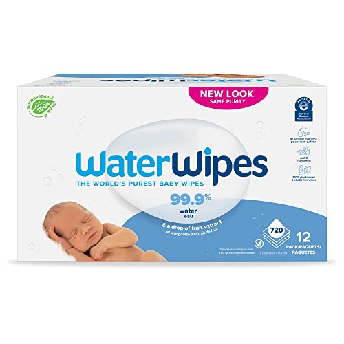 WaterWipes Plastic-Free Original Baby Wipes, 99.9% Water Based Wipes, Unscented