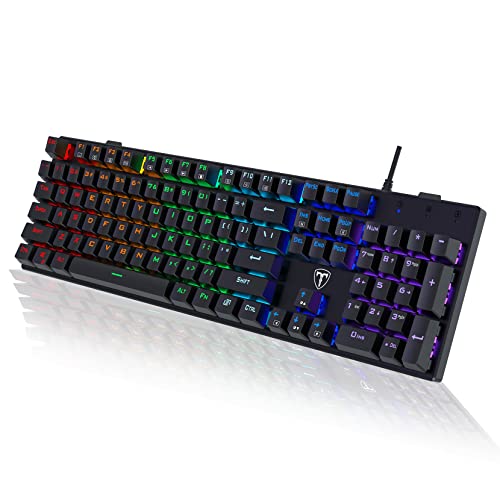 RisoPhy Mechanical Gaming Keyboard, RGB 104 Keys Ultra-Slim LED Backlit