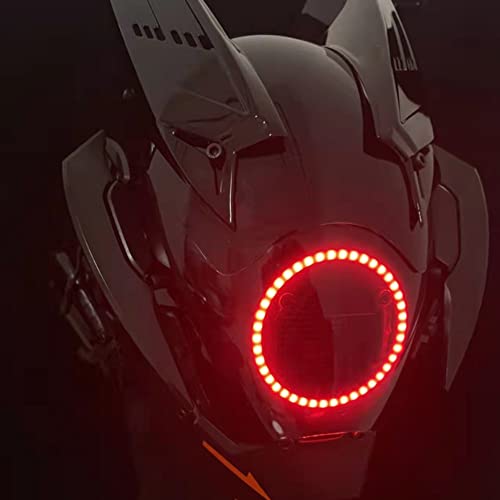 LIGUOGUO Black Cyberpunk Mask with Red Lights Futuristic Cyber Mask