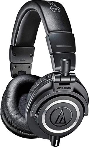 Audio-Technica ATH-M50X Professional Studio Monitor Headphones, Black, Professional Grade, Critically