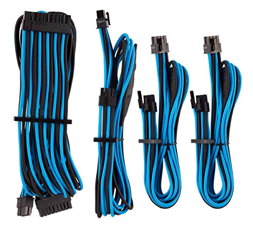 CORSAIR Premium Individually Sleeved PSU Cables Starter Kit – Blue/Black,