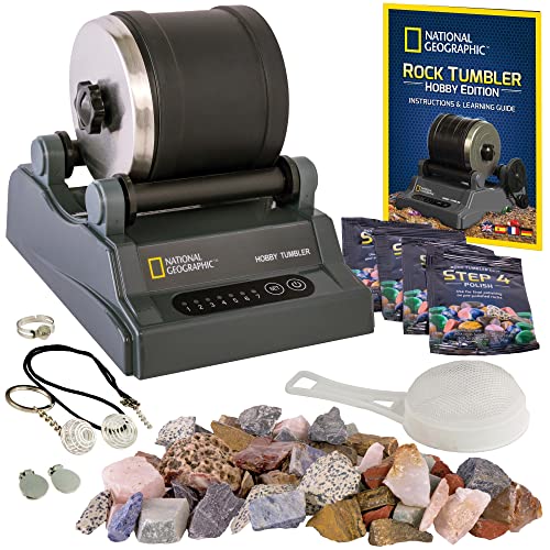 NATIONAL GEOGRAPHIC Rock Tumbler Kit – Hobby Edition Includes Rough