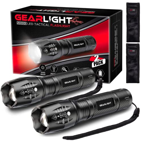 GearLight LED Flashlight Father's Day Gifts for Dad 2pack Bright,