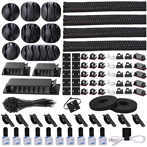 192 PCS Cable Management Kit 4 Wire Organizer Sleeve,11 Cable