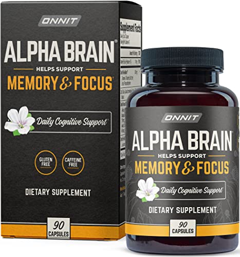 ONNIT Alpha Brain Premium Nootropic Brain Supplement, 90 Count, for
