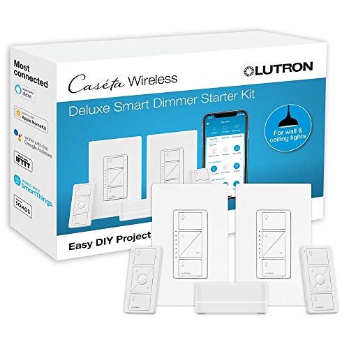 Lutron Caséta Deluxe Smart Dimmer Switch (2 Count) Kit with