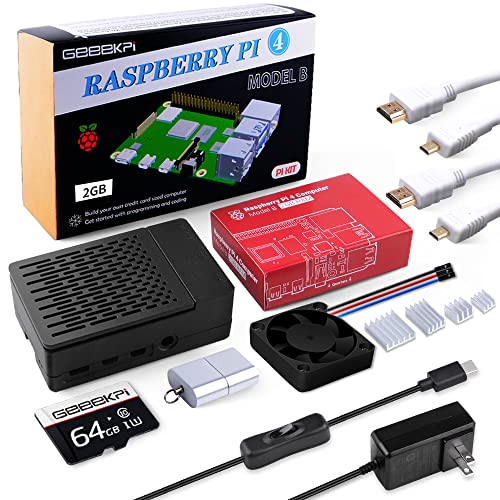 GeeekPi Raspberry Pi 4 2GB Starter Kit - 64GB Edition,