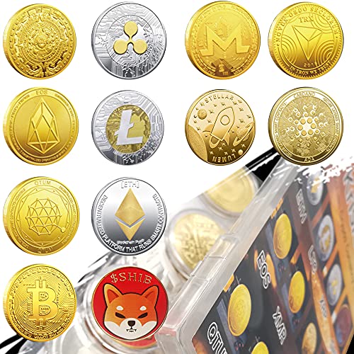 Krisler 12PC Bitcoin Coin Collector Physical Cryptocurrency Gift Set, Each